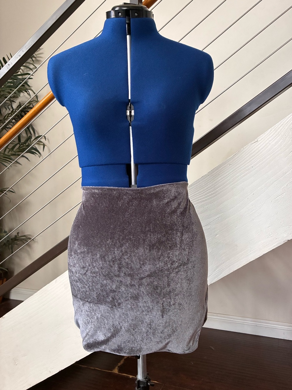 omighty Plush Velvet Mini Skirt in Gray